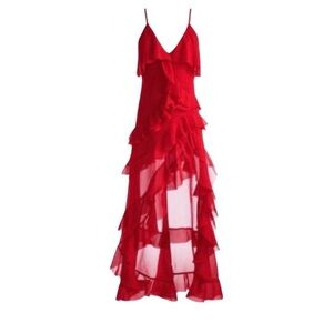 NWT Alice and Olivia Red Ruffle Gown Size 4